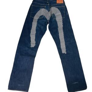 Evisu Japanese Brand Zebra Vintage Selvedge Daicock Big Logo Blue Jeans